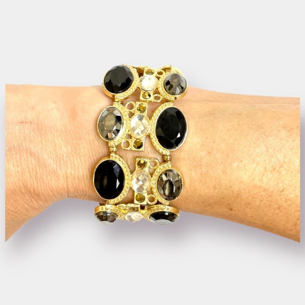 Smokey Topaz Gold Toned Stretch Bracelet